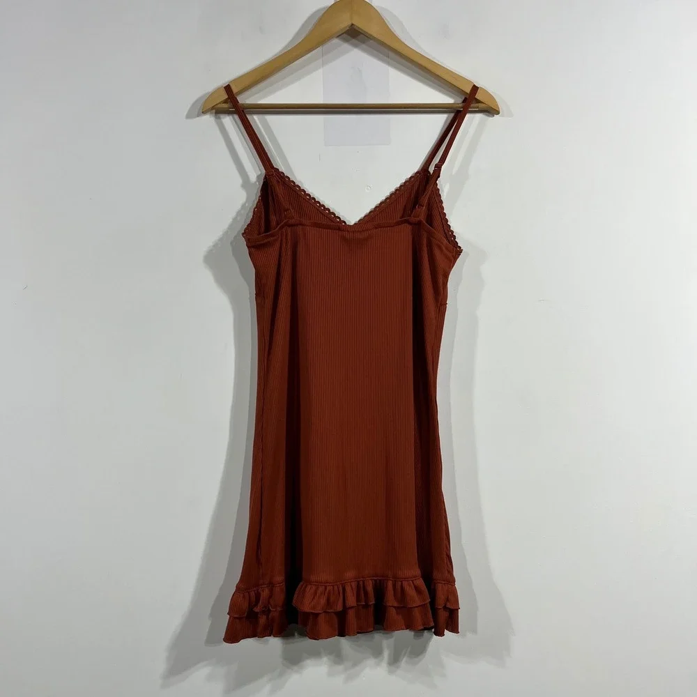 No Boundaries Y2K Dainty Hoco Ribbed‎ Mini Dress Fairy Lace Trim Medium 8-10